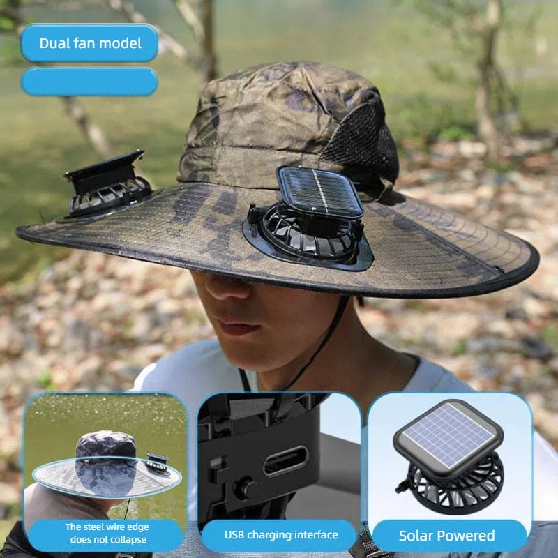 Solar-Powered Fishing Hat – UV Protection & Cooling Fan for Outdoor Adventures