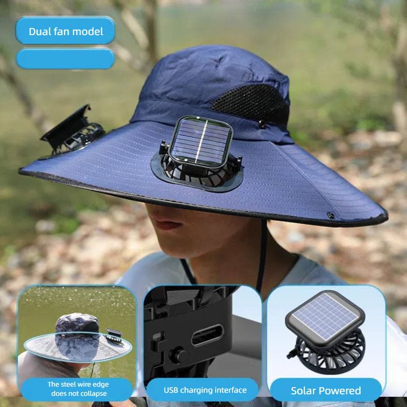 Solar-Powered Fishing Hat – UV Protection & Cooling Fan for Outdoor Adventures