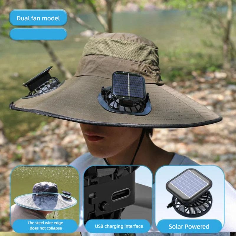 Solar-Powered Fishing Hat – UV Protection & Cooling Fan for Outdoor Adventures