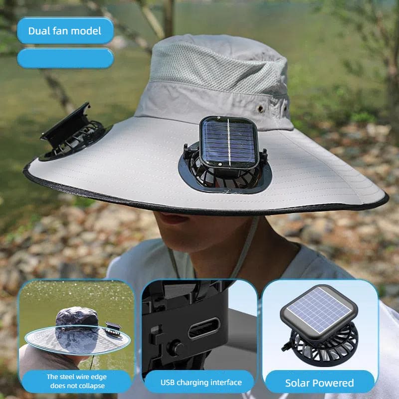 Solar-Powered Fishing Hat – UV Protection & Cooling Fan for Outdoor Adventures
