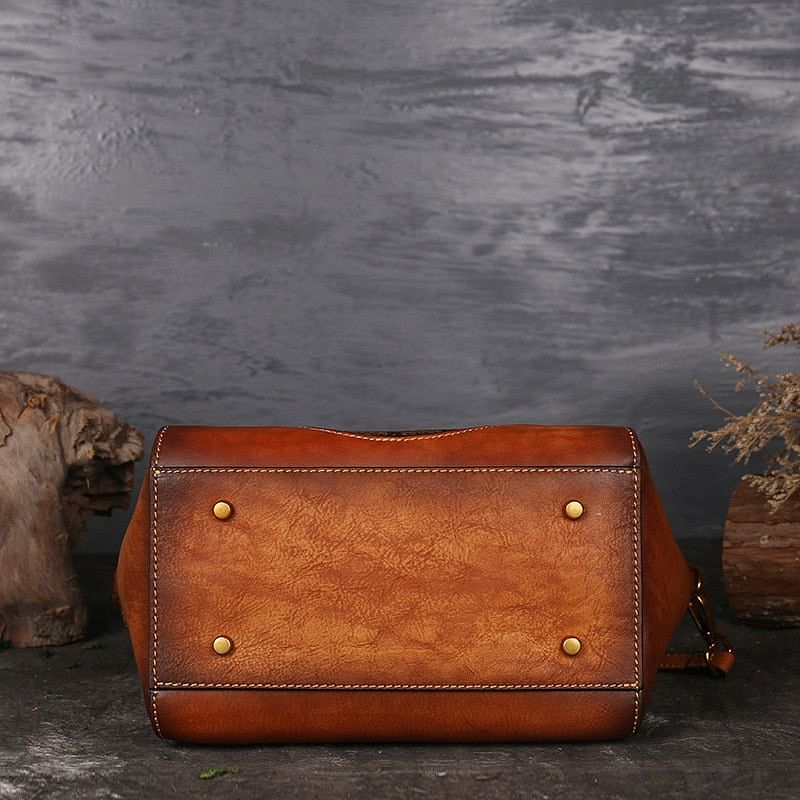 Luxury Women Genuine Leather Handbags Ladies Retro Elegant Shoulder Messenger Bag Cow Leather Handmade Bags