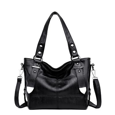 Elegant Burgundy Leather Handbag with Silver Accents