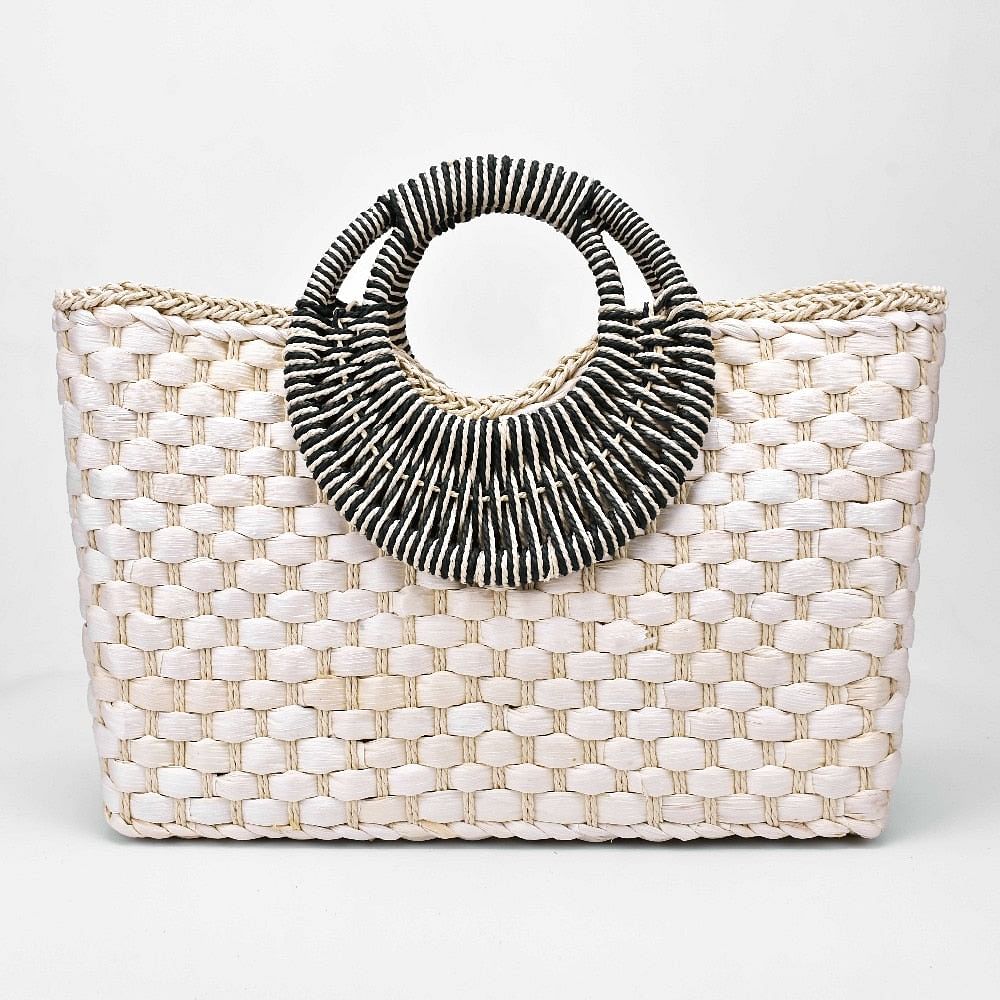 Hand basket shopping bag Black color Bali Island Hand Woven Bag Butterfly buckle Straw Bags Satchel Wind Bohemia Beach Bag
