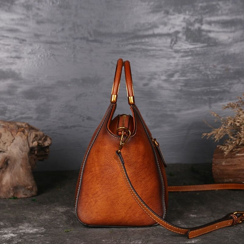 Luxury Women Genuine Leather Handbags Ladies Retro Elegant Shoulder Messenger Bag Cow Leather Handmade Bags