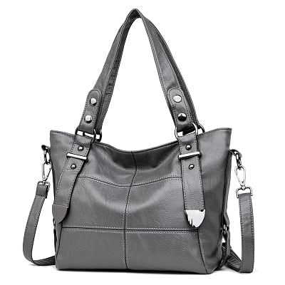 Elegant Burgundy Leather Handbag with Silver Accents