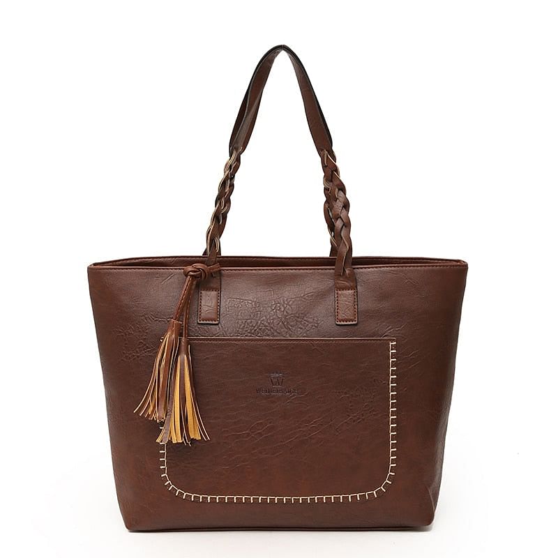 Women Leather, Shoulder, Messenger Bags With Tassel Large Capacity