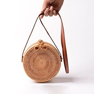 Vintage Handmade Women Rattan Bag Straw Woven Shoulder Bags Bow Holiday Beach Bohemia Crossbody Bag