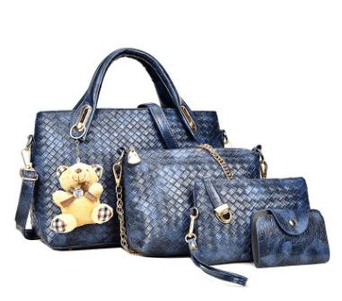 4pcs Leather Set Weave Soft Bag