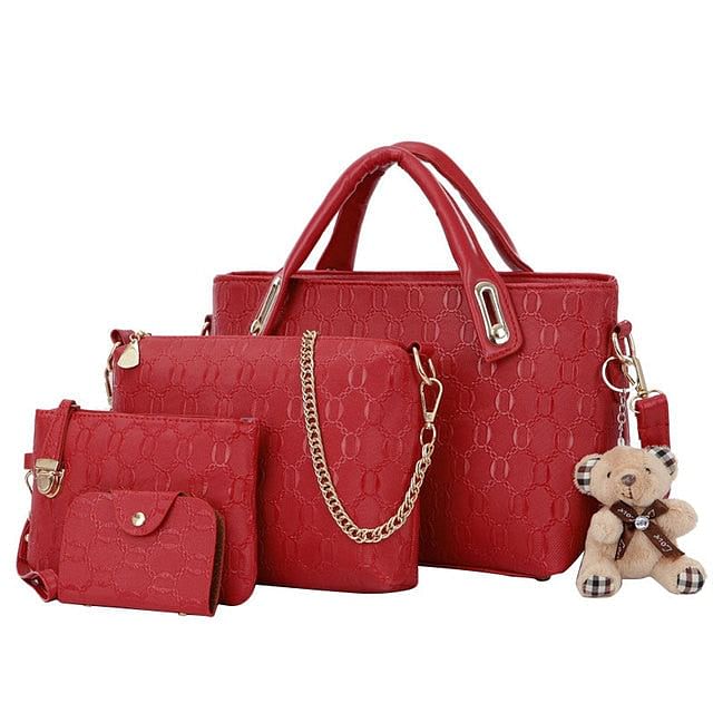 4Pcs/Set Elegant Ladies Bear Pendant Handbag