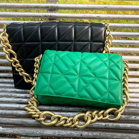 Thick Chain Quilted Shoulder Purses And Handbag Women