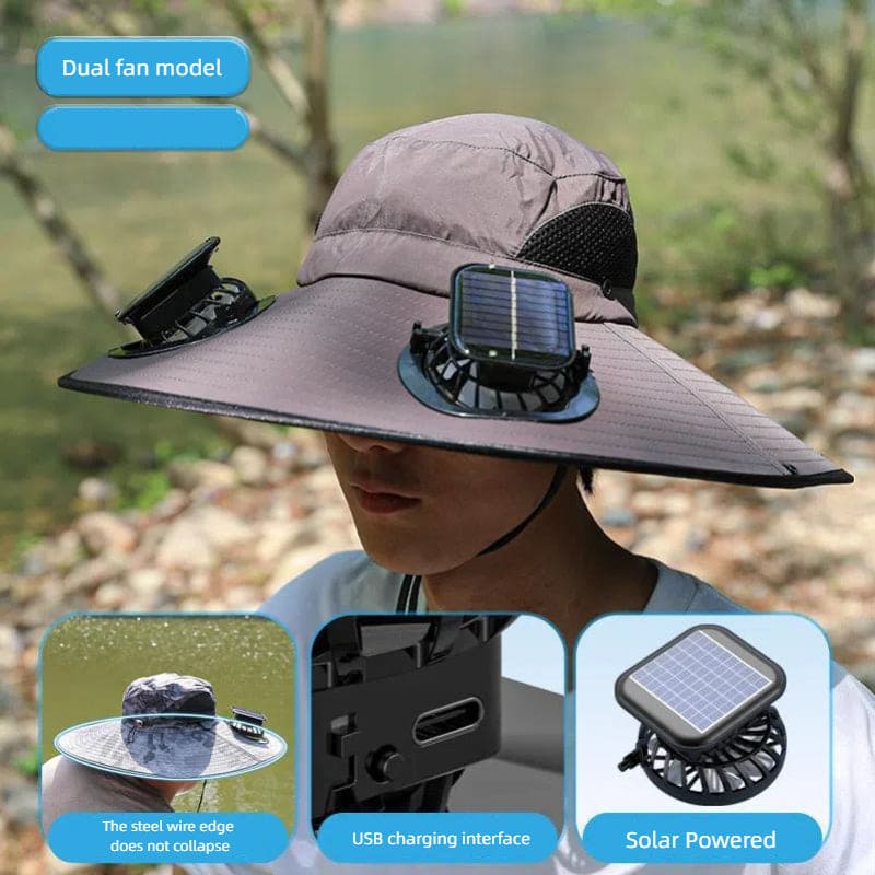 Solar-Powered Fishing Hat – UV Protection & Cooling Fan for Outdoor Adventures