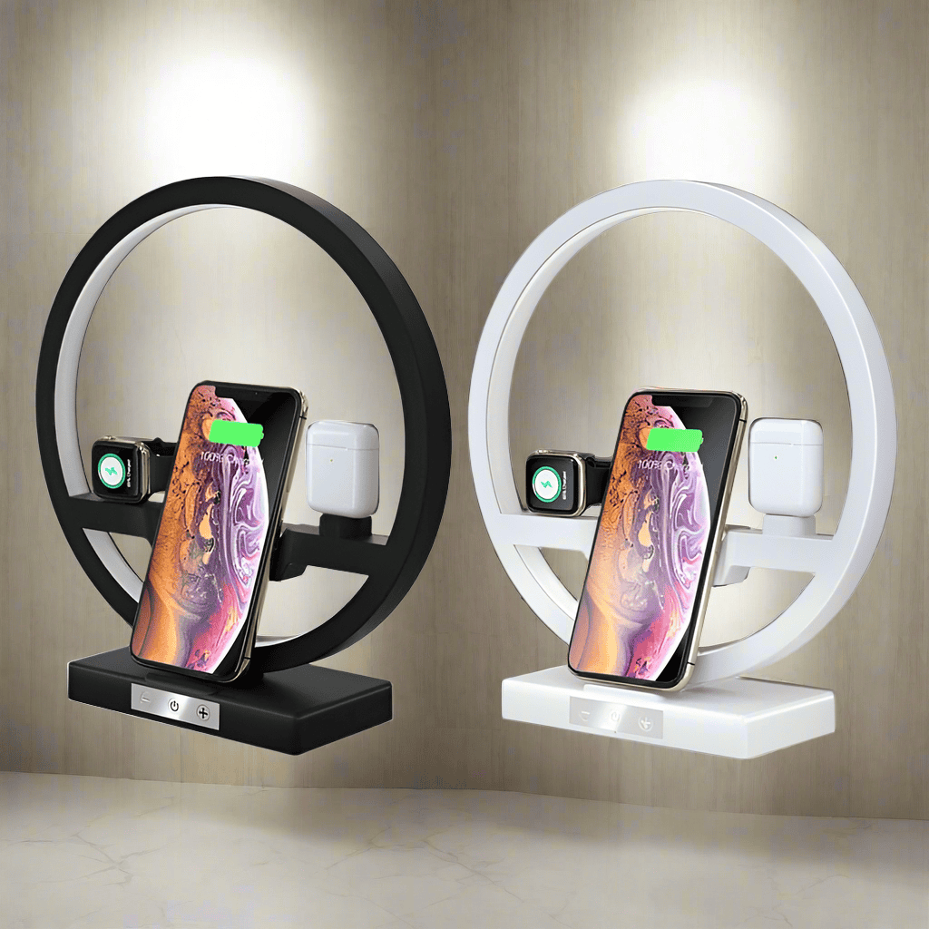 3 IN 1 QI Fast Wireless Charger Dock Charger Holder LED Lamp