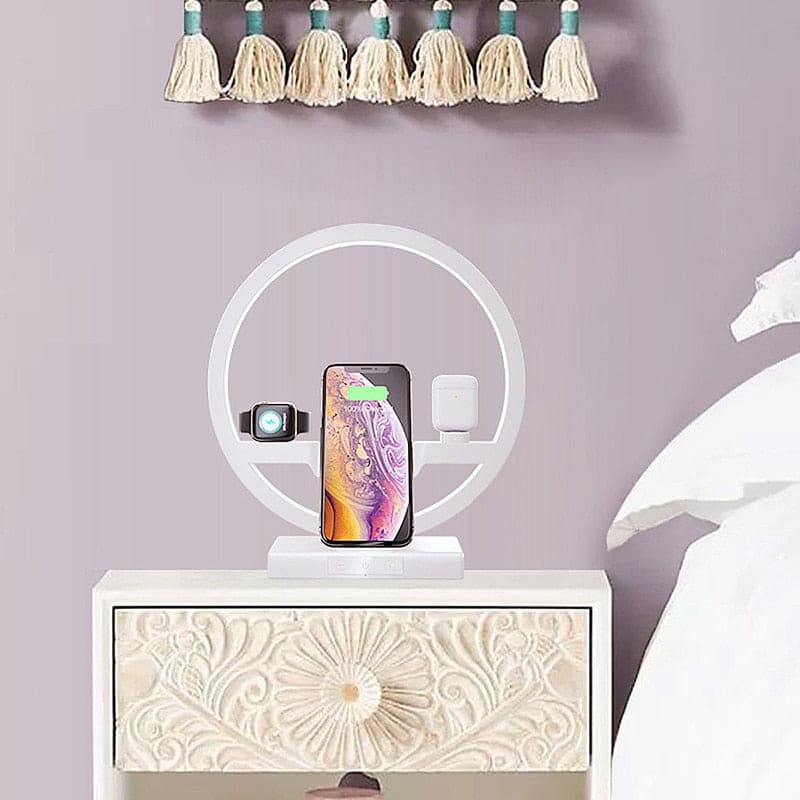 3 IN 1 QI Fast Wireless Charger Dock Charger Holder LED Lamp