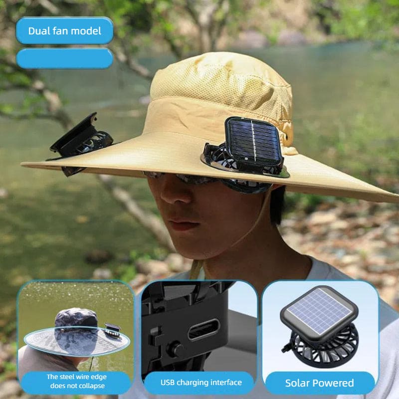 Solar-Powered Fishing Hat – UV Protection & Cooling Fan for Outdoor Adventures