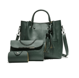 Shoulder Bag Women 3Pcs High Quality Tassel Shoulder Bag Crossbody Bag Handbag Leather Shoulder Bag
