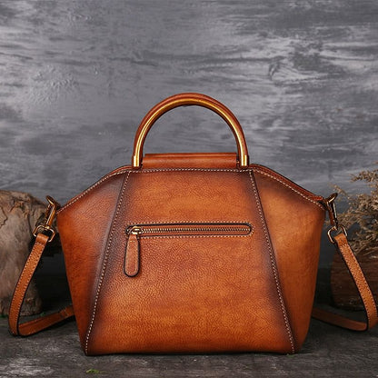 Luxury Women Genuine Leather Handbags Ladies Retro Elegant Shoulder Messenger Bag Cow Leather Handmade Bags