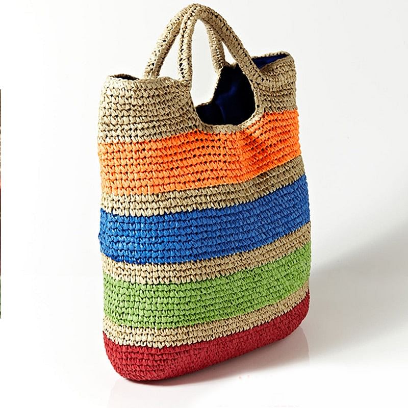 Crochet Summer Beach Bags Colorful Straw Bag