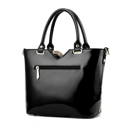 Sequin Embroidered Patent Leather Shoulder Bag