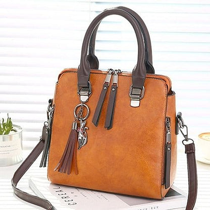 Vintage Leather Ladies HandBags Women Messenger Bags TotesTassel Designer Crossbody Shoulder Bag Boston Hand Bags