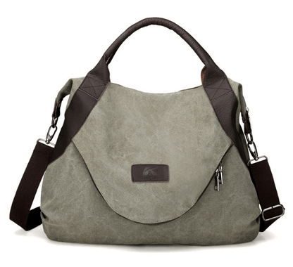 Stylish Canvas Handbag with Leather Accents – Versatile & Trendy Tote