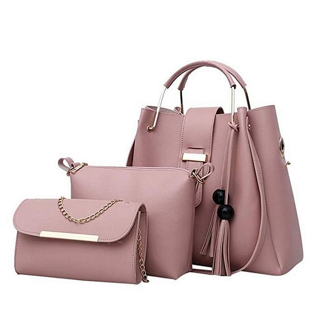 Laamei 3Pcs / Sets Women Leather Shoulder Casual Tote Bag