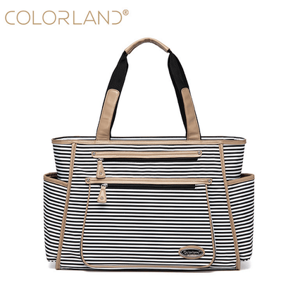 Colorland Black White Stripes Baby Diaper Bag. Organizer Fashion Maternity Bag, Travel Messenger