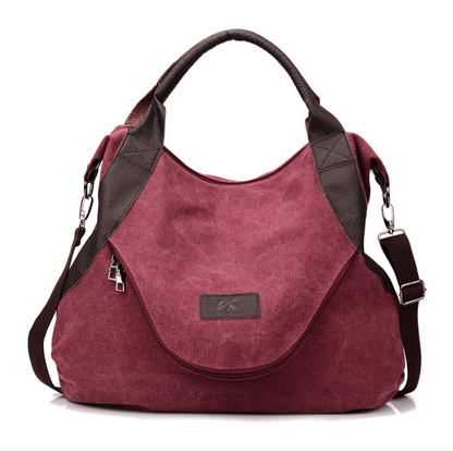 Stylish Canvas Handbag with Leather Accents – Versatile & Trendy Tote