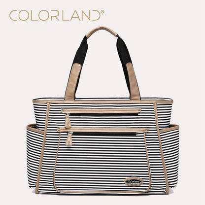 Colorland Black White Stripes Baby Diaper Bag. Organizer Fashion Maternity Bag, Travel Messenger