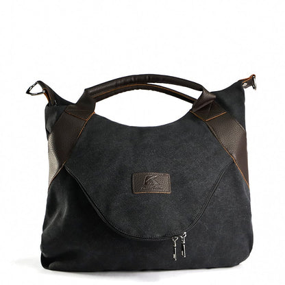 Stylish Canvas Handbag with Leather Accents – Versatile & Trendy Tote