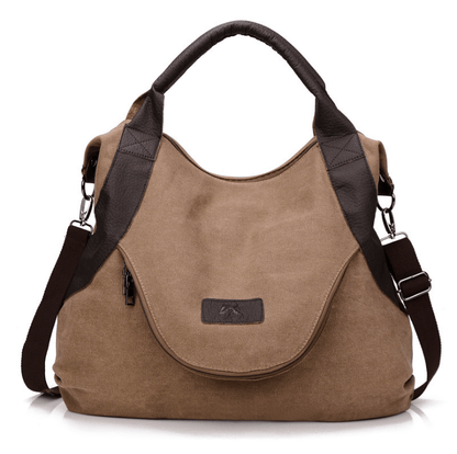 Stylish Canvas Handbag with Leather Accents – Versatile & Trendy Tote