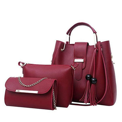 Elegant 3-Piece PU Leather Handbag Set - Tote, Crossbody, and Clutch