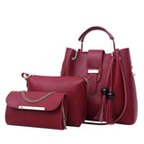 Laamei 3Pcs / Sets Women Leather Shoulder Casual Tote Bag