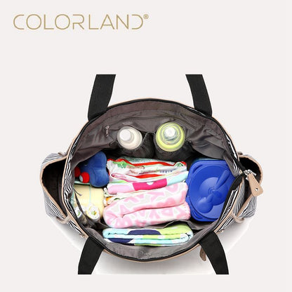 Colorland Black White Stripes Baby Diaper Bag. Organizer Fashion Maternity Bag, Travel Messenger