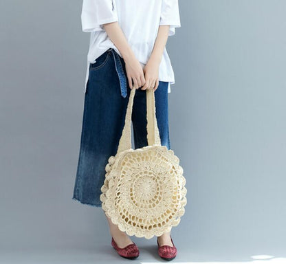 Bohemian Straw Bags Vintage Rattan Bag Handmade Knitted Travel Bags