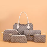 Women's Handbags Female Shoulder Messenger Bag PU leather High Quality Retro 6-piece Set