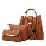 Laamei 3Pcs / Sets Women Leather Shoulder Casual Tote Bag