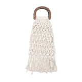 Handmade Cotton Woven Wood Handle Handbags
