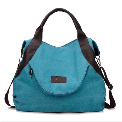 Stylish Canvas Handbag with Leather Accents – Versatile & Trendy Tote