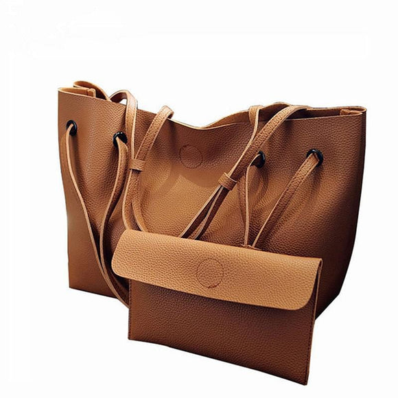 Soft Leather Women Bag Set Female Shoulder Bags
