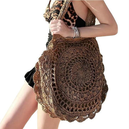 Bohemian Straw Bags Vintage Rattan Bag Handmade Knitted Travel Bags