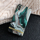 Artistic Agate Marble Gold Bar, Glossy Soft Silicon Phone Case For IPhone