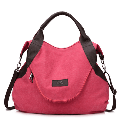 Stylish Canvas Handbag with Leather Accents – Versatile & Trendy Tote