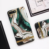 Artistic Agate Marble Gold Bar, Glossy Soft Silicon Phone Case For IPhone