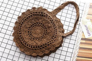 Bohemian Straw Bags Vintage Rattan Bag Handmade Knitted Travel Bags