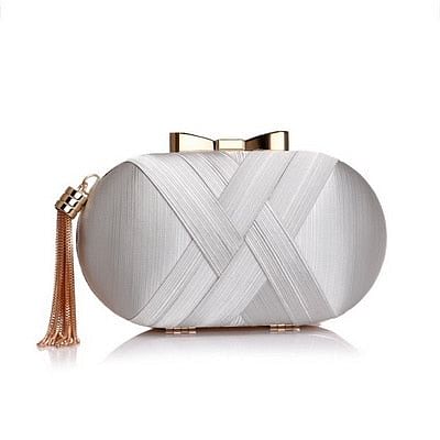 Bow Metal Women Day Clutches Tassel Luxurious Fashion Lady Evening Bags Small Party Wedding Bridal Chain Shoulder Handbag