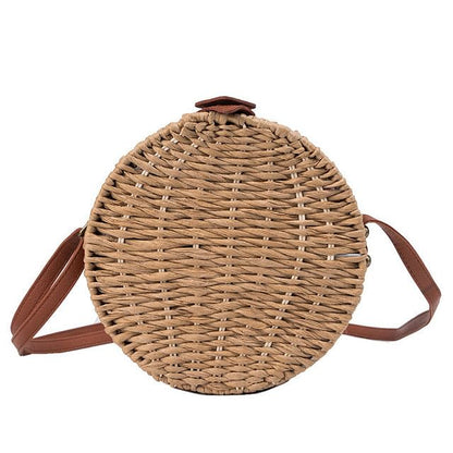 Women Summer Rattan Bag 2019 Round Straw Bags Handmade Woven Beach Cross Body Bag Circle Bohemia Handbag Bali Box