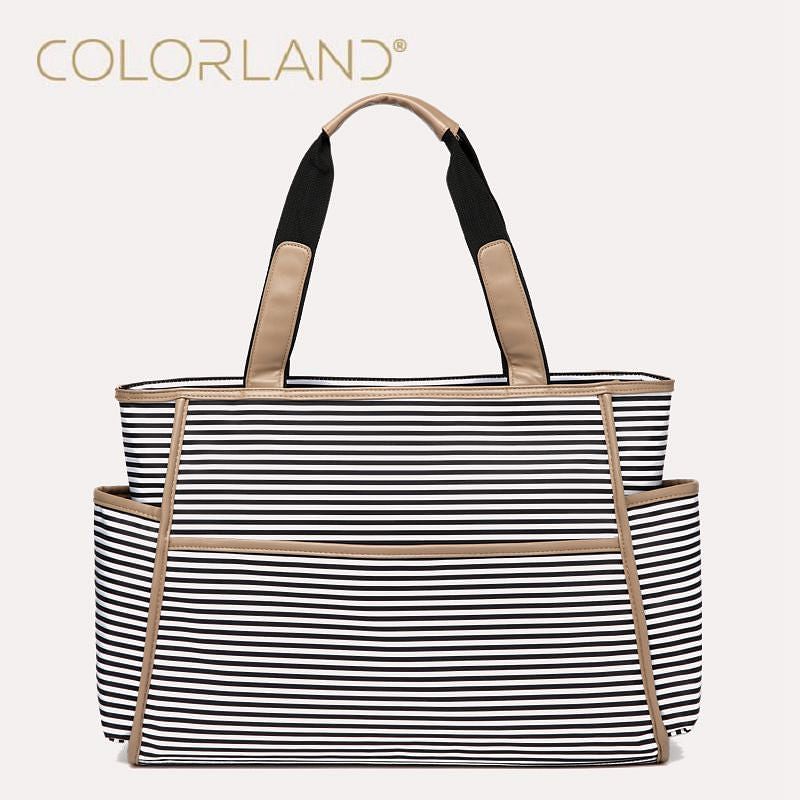 Colorland Black White Stripes Baby Diaper Bag. Organizer Fashion Maternity Bag, Travel Messenger