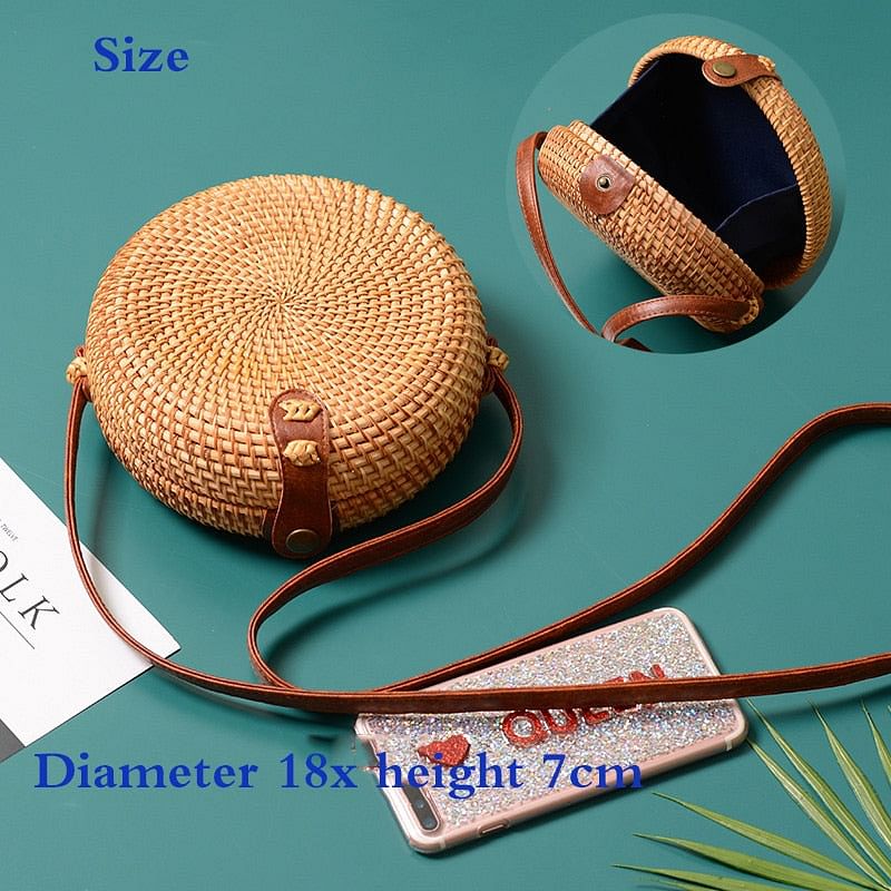 mini Round Straw Bag Women Summer Rattan Bags Handmade