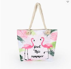 Cute Flamingo Women Handbag. Shopping Foldaway Handmade Canvas Bag