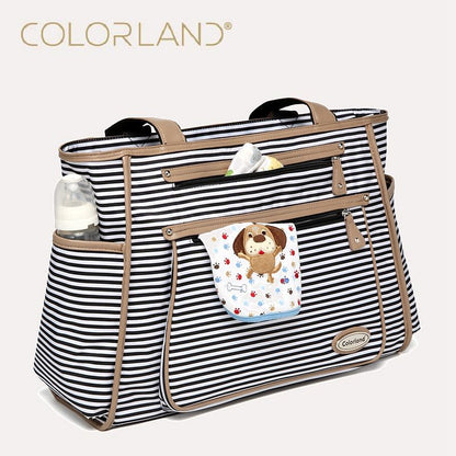 Colorland Black White Stripes Baby Diaper Bag. Organizer Fashion Maternity Bag, Travel Messenger